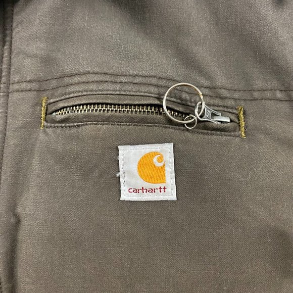 Carhartt Livingston Quick Duck Jacket 101441 Mens 2XL Brown Canvas Hooded Lined - Picture 5 of 16